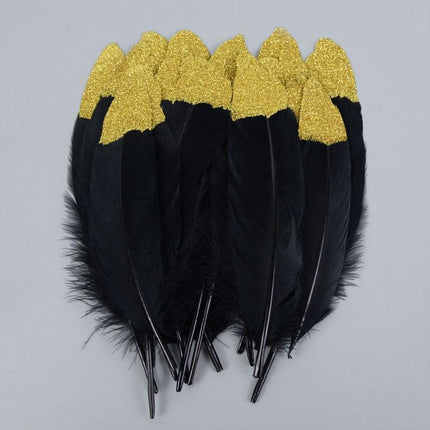 Glamorous Gold-Tipped Feather Craft Set for Elegant Event Enhancements
