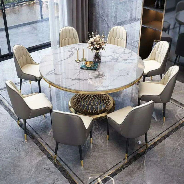 Glamorous Golden Cylinder Dining Table: Nordic Chic for Contemporary Interiors