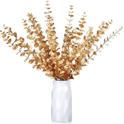 Glamorous Golden Leaf Display: Handcrafted Faux Greenery for Luxurious Home Styling and Celebratory Occasions - Très Elite