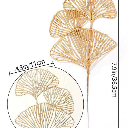 Glamorous Golden Leaf Display: Handcrafted Faux Greenery for Luxurious Home Styling and Celebratory Occasions - Très Elite