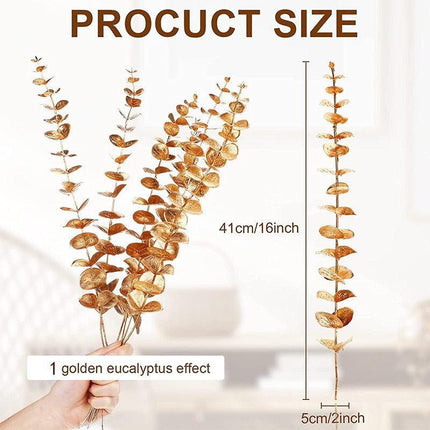 Glamorous Golden Leaf Display: Handcrafted Faux Greenery for Luxurious Home Styling and Celebratory Occasions - Très Elite