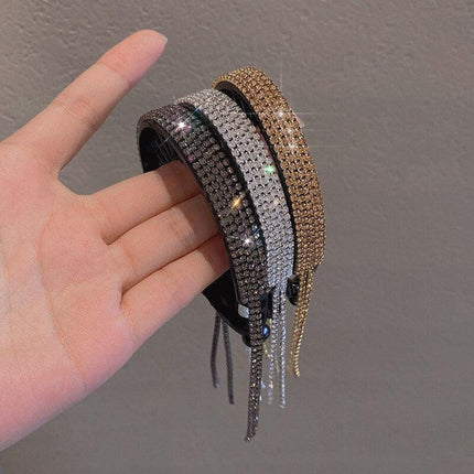 Glamorous Rhinestone Hair Claw and Headband Ensemble with Chic Tassels