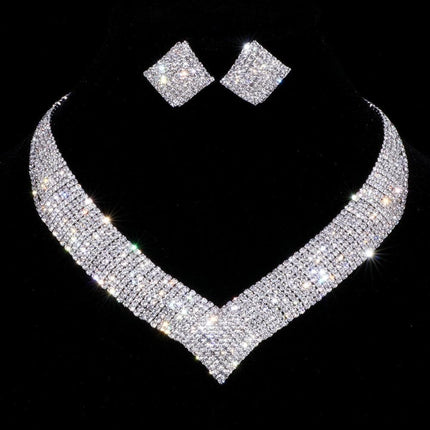 Glistening Grace: Stunning Crystal and Rhinestone Wedding Jewelry Set - Très Elite