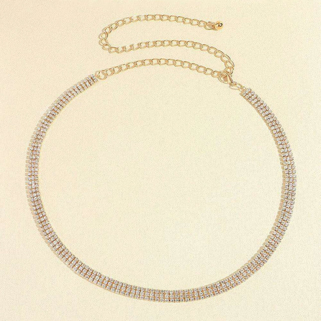 Glistening Rhinestone-Studded Alloy Waist Belt for Timeless Style