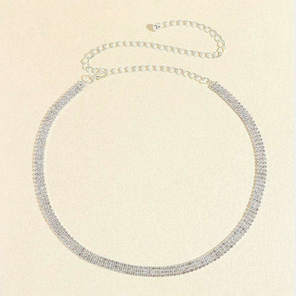 Glistening Rhinestone-Studded Alloy Waist Belt for Timeless Style