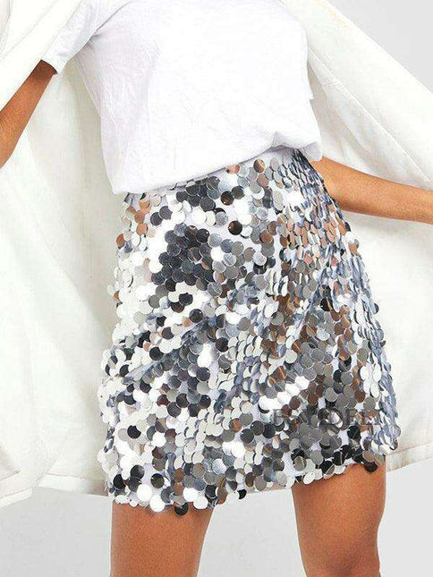 Glistening Sequin Bodycon Mini Skirt - Elegant and Alluring