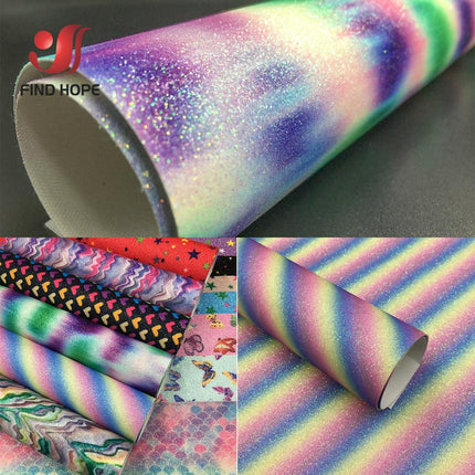 Glittery Rainbow Craft Fabric - 20x30cm Iridescent Art Supplies - Très Elite