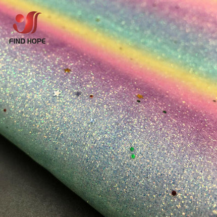 Glittery Rainbow Craft Fabric - 20x30cm Iridescent Art Supplies - Très Elite