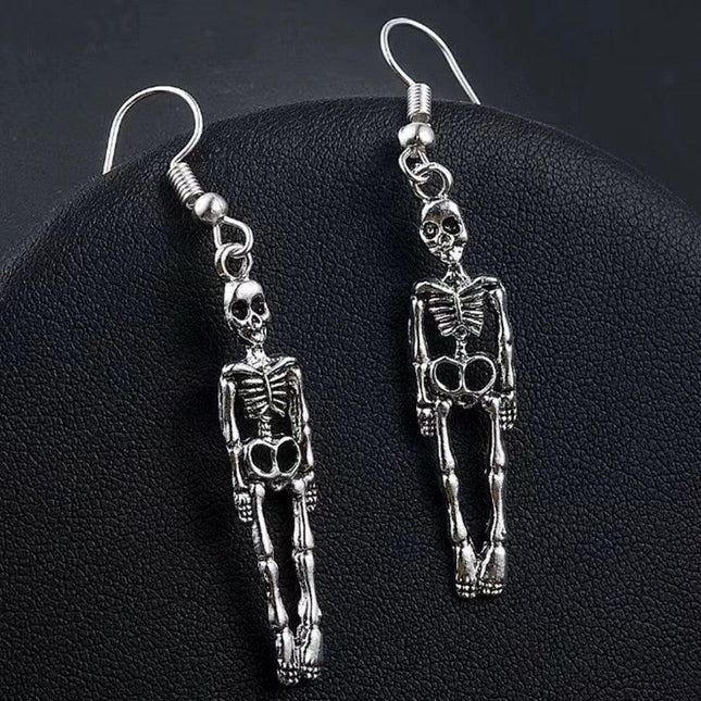 Gothic Skeleton Skull Dangle Earrings - Handmade Halloween Statement Jewelry for Fearless Fashionistas