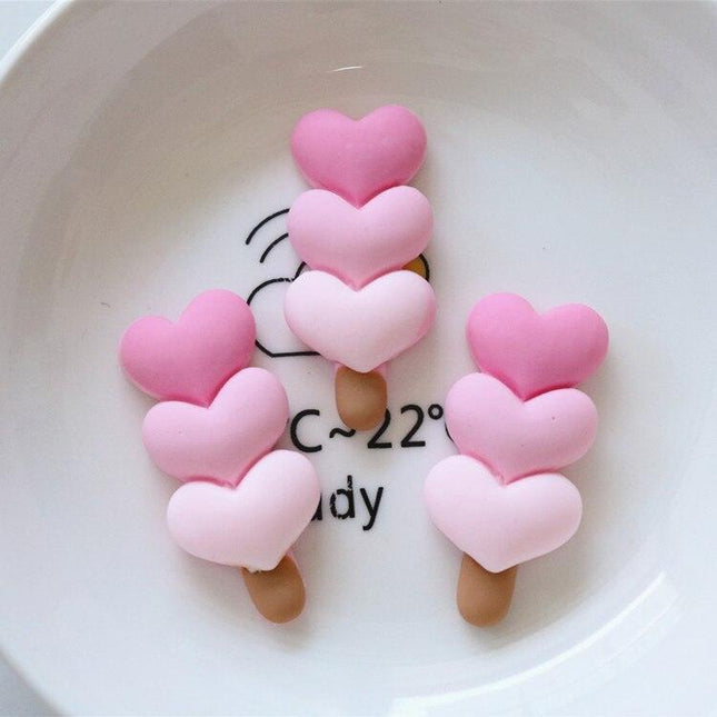 Gradient Love Heart Resin Cabochon Set - 5 Pieces