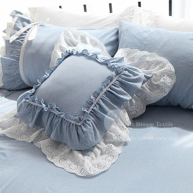 Chic Striped Ruffled Lace Pillowcase for Stylish Home Accents