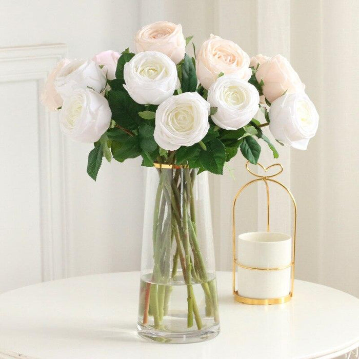 Luxe Hydrating Rose Floral Set - 5-Piece Realistic Artificial Arrangement