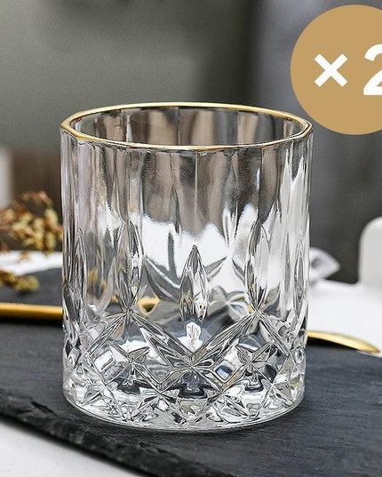 Lavish Gold Crystal Drinkware Collection - Elegant Glassware for Wine, Whiskey, Cocktails, and Beer