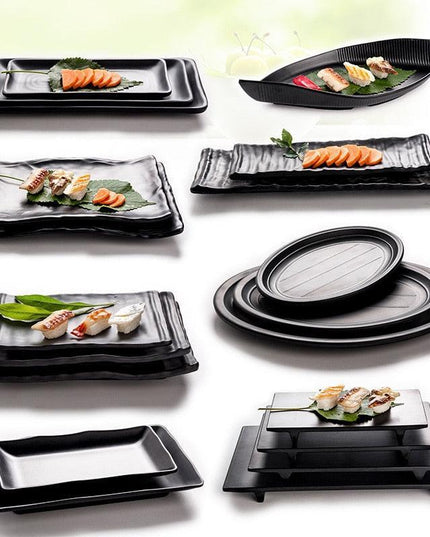 Sleek Black Melamine Dining Set - Elevate Your Table Experience