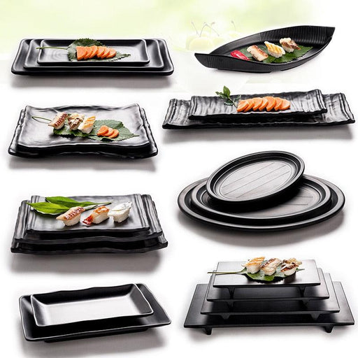 Elegant Black Melamine Dinnerware Set with Frosted Finish - Stylish Dining Essentials