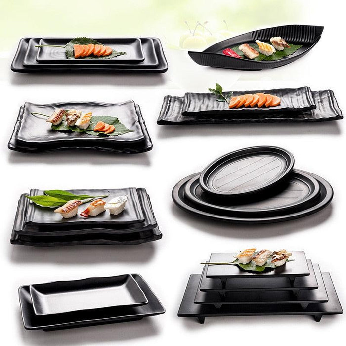 Black Melamine Frosted Tableware Set - Elegant Dining Essentials by Vacclo