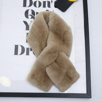 Exquisite Rex Rabbit Fur and Leather Korean Winter Wrap