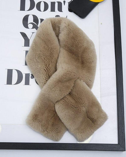 Exquisite Rex Rabbit Fur and Leather Korean Winter Wrap