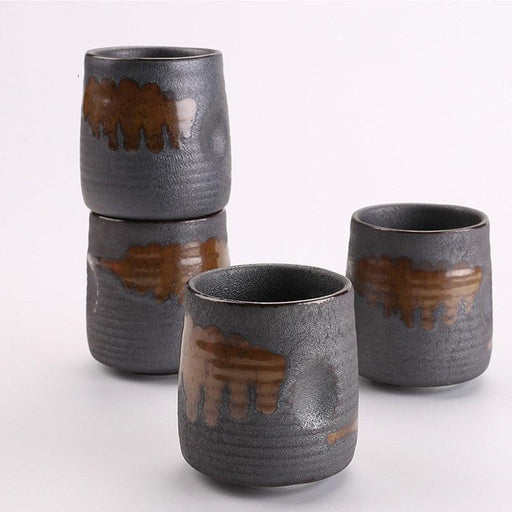 Japanese-Style Ceramic Tea Cup with Unique Ribbed Round Design