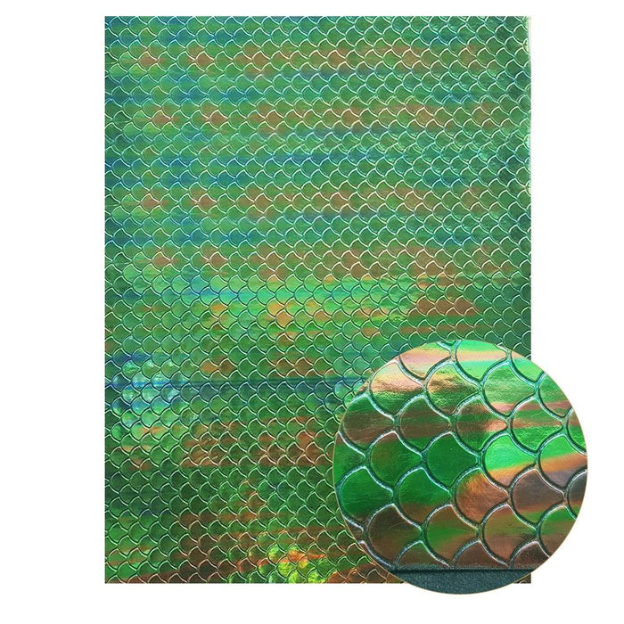 Green Glitter Snake Skin Faux Leather Bow Crafting Material