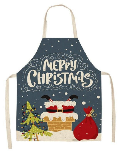 Merry Christmas Linen Cooking Apron - Essential Festive Attire & Gift Idea