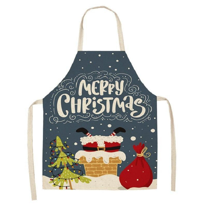 Festive Holiday Linen Apron - Christmas Cooking Companion