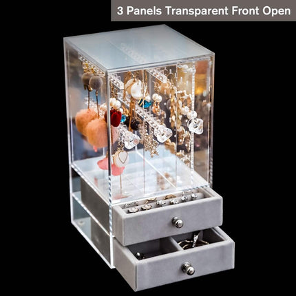 Jewelry Display Case with Adjustable Panels and Dust-Proof Protection