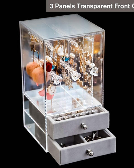 Jewelry Display Case with Adjustable Panels and Dust-Proof Protection