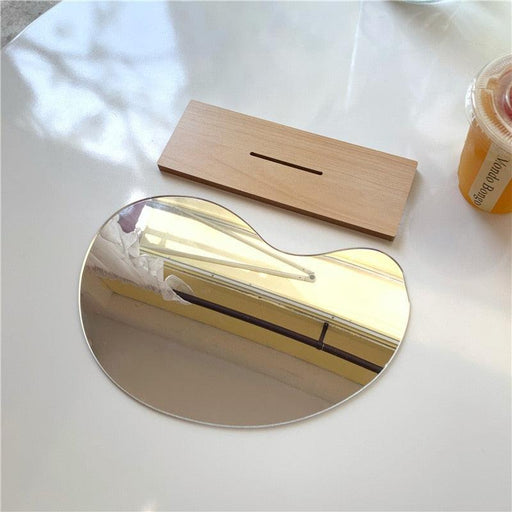 Elegant Wooden Base Makeup Mirror with Acrylic Stand