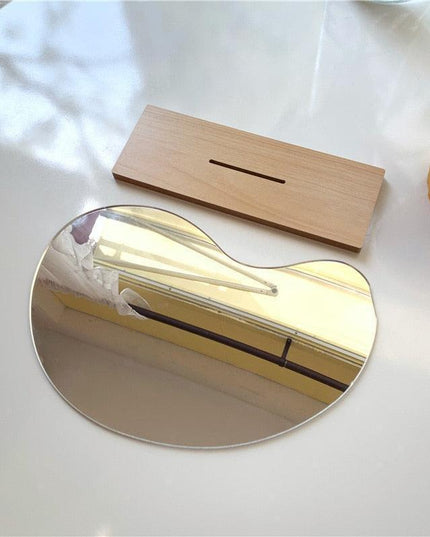 Modern Acrylic Vanity Mirror Set with Stylish Wooden Stand