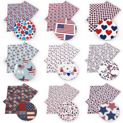 Patriotic Faux Leather Crafting Material - 20*33cm
