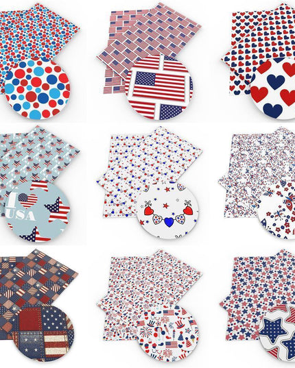 Patriotic Faux Leather Crafting Material - 20*33cm