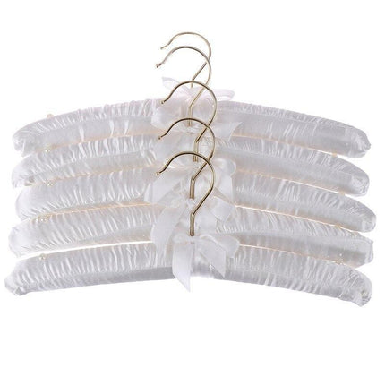 Chic Beige and White Satin Padded Hanger Collection - Elevate Your Wardrobe Aesthetics