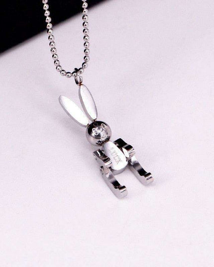 Charming Rabbit Pendant Necklace: Luxurious Yellow Gold Accent in Premium Titanium Steel