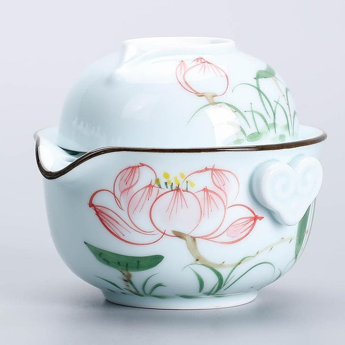 Traditional Chinese Sky Blue Pattern Ceramics Tea Set
