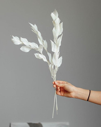 Timeless Elegance: Pack of 5 Preserved Orange Leaf Stems - Natural Floral Decor for Any Occasion