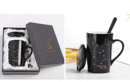 Celestial Chic: Luxurious Gold-Trimmed Zodiac Coffee Mug