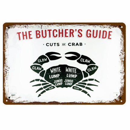 Vintage Culinary Metal Wall Art - Rustic Butcher's Guide Sign with Bulk Savings