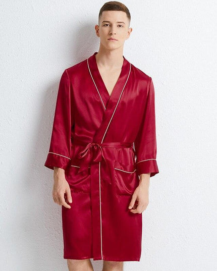 Silken Serenity Kimono Nightgown: Luxe Sleepwear for the Modern Groom