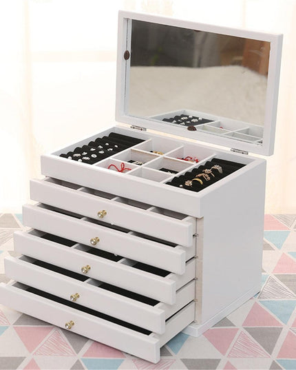 Charming Vintage Wooden Jewelry Chest with Mirror - A Touch of Elegance