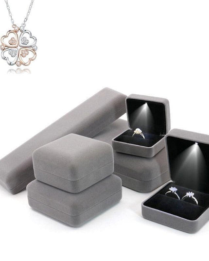 Illuminated Plush Jewelry Display Case with LED Lighting for Elegant Showcasing