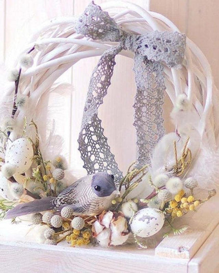 Elegant White Rattan Holiday Wreath for Timeless Christmas Decor