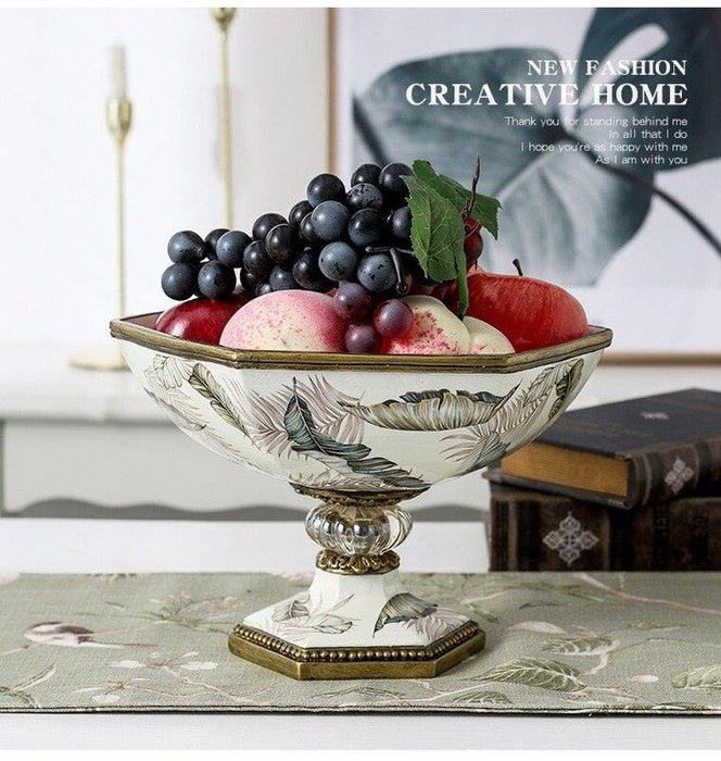 Elegant Resin Fruit Plate and Vase Duo for Contemporary Home Styling