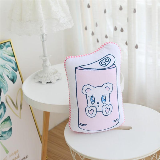 Japanese-Inspired Pink Beca Bear Plush Pillow with Double-Sided Down Cotton Cushion