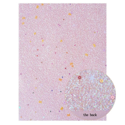 Sparkling Pink Holographic Heart Glitter Fabric - Premium Crafting Delight