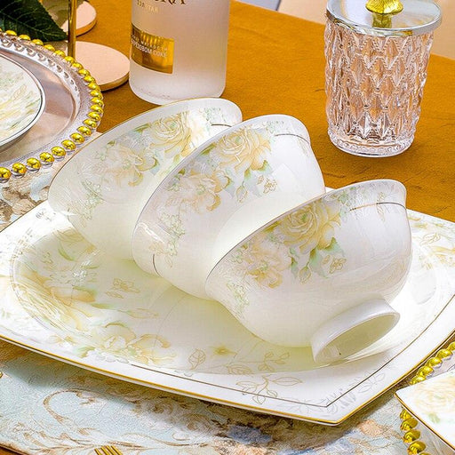 Exquisite Handcrafted Korean Style Porcelain Dinnerware - 60-Piece Set