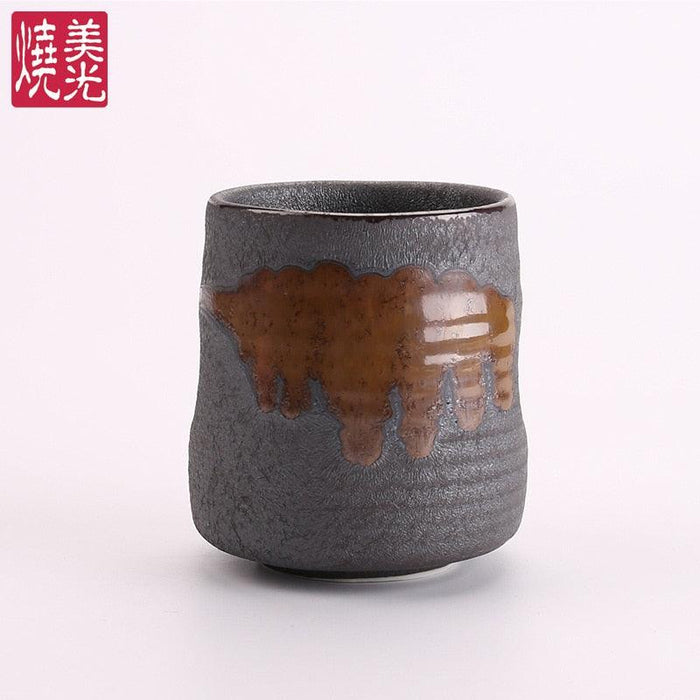 Japanese-Style Ceramic Tea Cup with Unique Ribbed Round Design