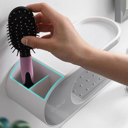 Elegant Nordic Soap Dish with Hooks - Punch-Free Bathroom Organizer