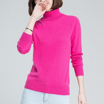 Sophisticated Winter Charm: Premium Cashmere & Wool Turtleneck Pullover for Women | Elegant Knit Sweater