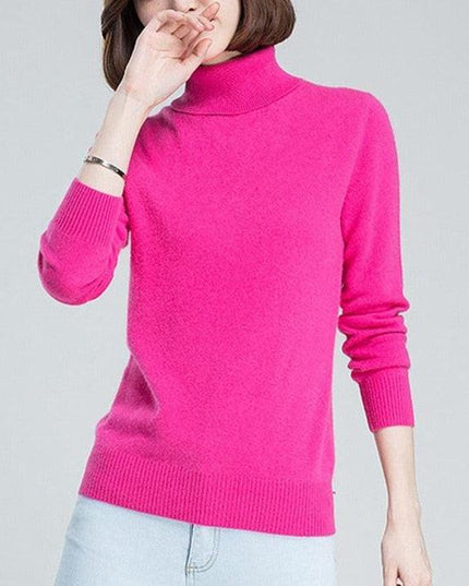 Sophisticated Winter Charm: Premium Cashmere & Wool Turtleneck Pullover for Women | Elegant Knit Sweater